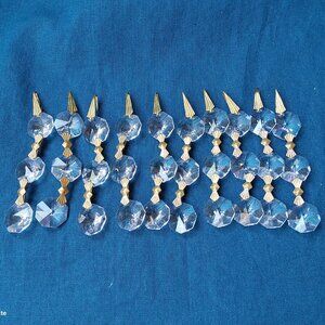 Vintage chandelier crystals for upcycling and repurposing brass connectors